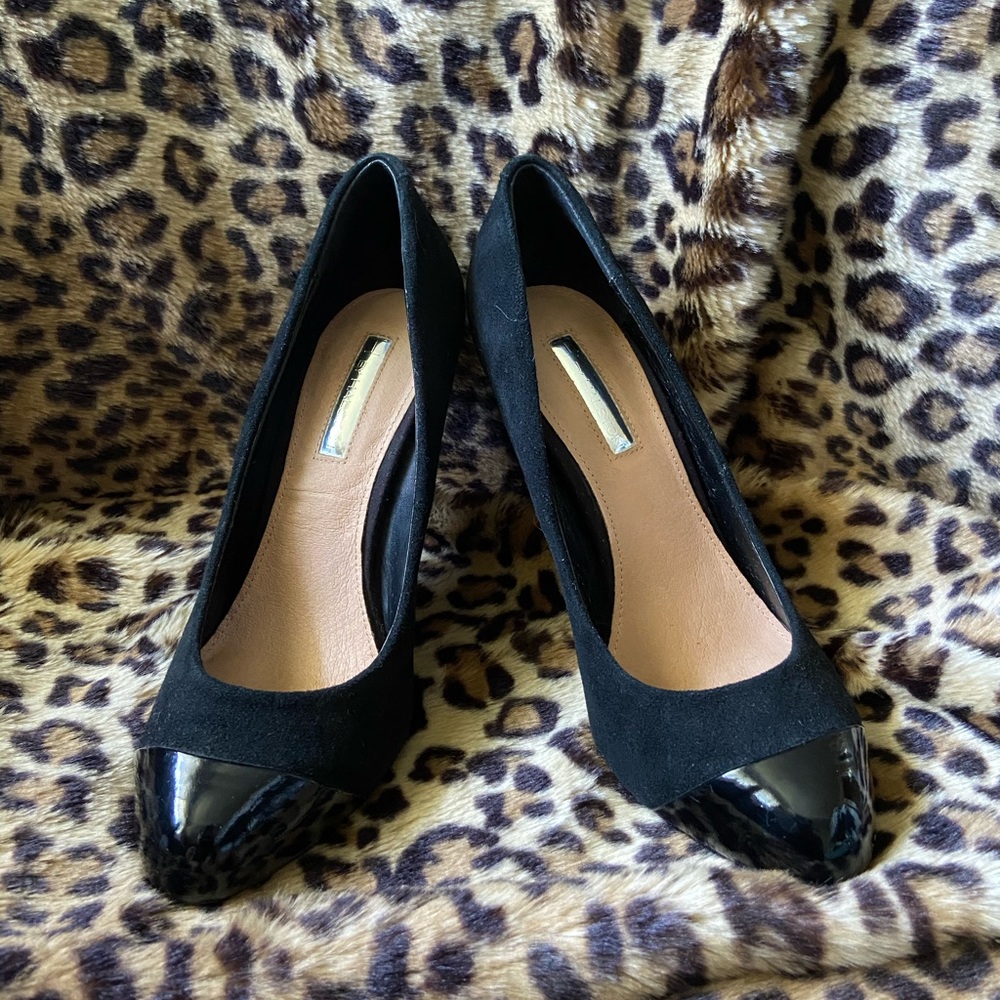 Black Suede H by Halston Pumps